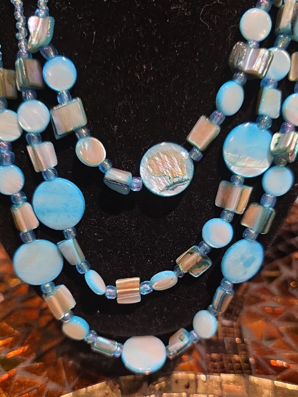 Vintage Blue Multi-Strand Beaded Necklace - Picture 3 of 4